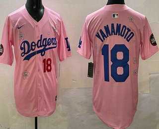 Men%27s Los Angeles Dodgers #18 Yoshinobu Yamamoto Pink 2025 Tokyo Series Limited Jersey->los angeles dodgers->MLB Jersey